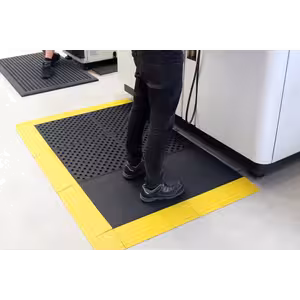 Fatigue-Lock - Premium interlocking tile black industrial workshop with holes